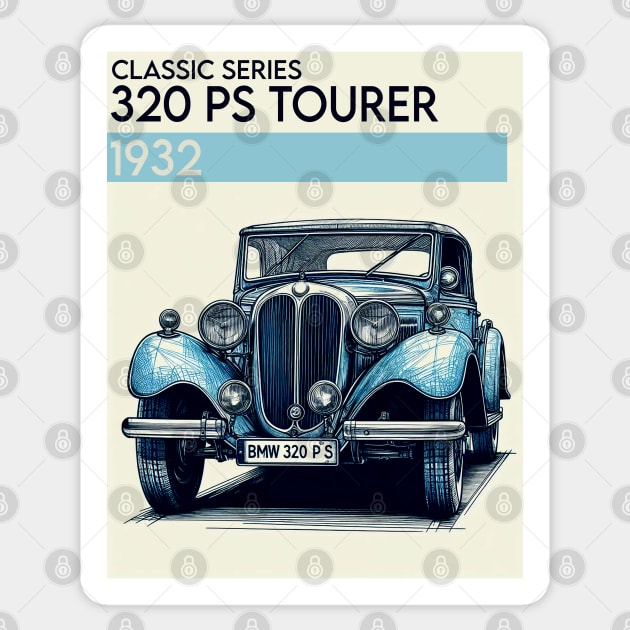 1932 320 PS Tourer Sticker by SquareFritz